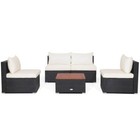 5-piece Outdoor Rattan Sectional Patio Sofa Furniture Set Table W  Soft Cushions