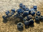 20 Original Cobalt Blue False Chevron Glass Trade Beads Huron Indian 1800 s
