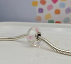 Authentic Pandora Cherry Blossom Glass Murano Silver Glass Moments Charm