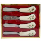 Lenox China Holiday Spreaders Earlier Issue Set 4 Stainless Dip Cheese