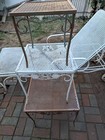 Vintage  White Rudolph Woodard Chantilly Rose Chaise    Matching Nesting Tables 