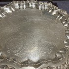 Vintage Silver Plated Serving Tray Or Platter Copper Footed Victorian Style 17   