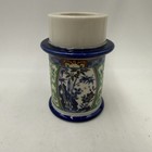 Vintage Colonial Candle Made In Japan Ceramic Candle Holder  Blue  Green  White