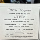 Gorgeous George Vs  Sam Menacker Wrestling Program Sep 14  1948 South Gate Arena