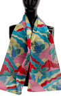 Echo Long Scarf Multicolor Pink Floral Sheer Colorful Gauzy Cotton Blue Roses