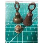 Small Brass Bells Set Of Three In Typical India Motifs Two With Beautiful Sounds