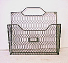 Vtg Rustic Farmhouse Primitive Wire Basket Metal Letter Mail Holder Wall Mount