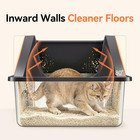 Stainless Steel Litter Box Xl High Sides Open Top Non-stick Cat Litter Box Gray
