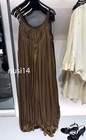 Zara New Woman Puff Hem Zw Coll  Long Pleated Jumpsuit Tobacco Xs-l 0034 042 705