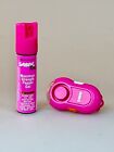 Hot Pink Sabre Pepper Spray Gel With Runners Grip And Clip On Siren With Light 