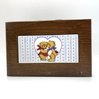 70 s Vintage Fingerhut Country Bear Wood Napkin Holder New Old Stock