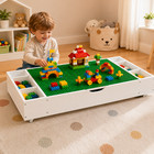 3 In 1 Reversible Kids Activity Table And Toy Organizer Compatible With Lego