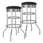  Heavy Duty 30-inch Backless Swivel Bar Stool For Kitchen  Garage  2 Pack Retro