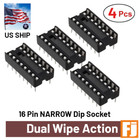 4 Pcs 16 Pin Narrow Dip Ic Socket Adaptor Solder Pcb-mount   Dual Wipe   Us Ship