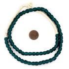 Teal Recycled Glass Beads 7mm Ghana African Sea Glass Blue Round Large Hole