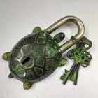 Antique Vintage Heavy Rare Lock Key Set Collectible Padlock Working Turtle