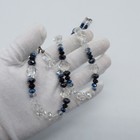 Blue Clear Crystal Beaded Necklace Bracelet Set Simple Beauty 19    7 5 
