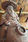 Large Antique Chinese Bamboo Carved Asian Man On Boat Incense Burner