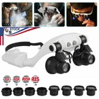 Headband Magnifier Magnifying Glass 8 Lens Led Light Loupe Jeweler Watch Repair