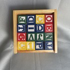 Vintage Schylling 48ct Wood Alphabet Blocks In Wood Box
