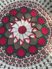 Vintage Large 30    Hand Crocheted Round Christmas Doily   Under Feather Tree