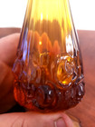 Vintage Fenton Swung Cabbage Rose Amber 12 1 2 Inch Vase