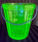 Anchor Hocking Green Uranium Glass Block Optic Ice Bucket With Detachable Handle