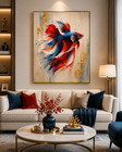 Colorful Betta Fish Wall Art Canvas Print Modern Coastal Home Decor