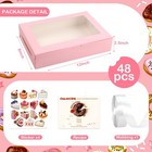 48 Pack Pink Cookie Boxes Window 12x8x2 5 Inch Bakery Treat Pastry Dessert