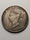 1874 H Canada Queen Victoria Silver 25 Cents  plugged  Very Nice Details 