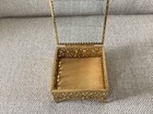 Vtg  Gold Footed Hinged Filigree Jewelry Casket Box With Beveled Glass Top