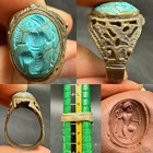 Sassanian King Old Rate Turquoise Stone Intagli Seal Ring