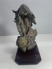 White African Rhinoceros Cast Resin Statue On Wood Base