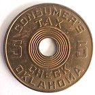 Oklahoma Consumer s 5 Tax Token Brass Coin Medal Vintage