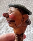 Anri Hand-carved Wood Bottle Stopper Pourer Talking Man With Hat Beer Drinker