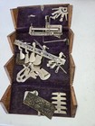 Antique Singer Sewing Machine Folding Oak Puzzle Box   Machine Attachments 1820