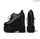 Pumps Womens Lace Up Leather Platform High Hidden Wedge Heel Ankle Boots Shoes