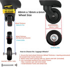 Replacement Luggage Suitcase Wheels Od 48mm Repair Kit Parts Axles Rubber Metal 