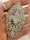 Large Vintage Rhinestone Crystal Convertible Brooch Pin Shoe Clip Signed