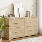 Modern 10 Drawer Dresser Chest Rattan Wood Storage Cabinet Bedroom Furniture