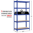 Adjustable Steel Storage Shelf Unit  Blue  Holds Up To 386 Lb Per Shelf