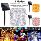 200 300 Led Solar Fairy String Lights Copper Wire Waterproof Outdoor Garden Deco