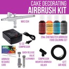 G34 Airbrush Cake Decorating Compressor Kit 4 Color Chefmaster Food Coloring Set