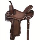 Western Barrel Racing Horse Saddle Trail Tooled Carved Leather Equestrian 10-19