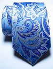 New Classic Paisley Light Blue White Jacquard Woven Silk Men s Tie Necktie
