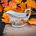 Antique Orange Floral Gravy Boat Sauciere Sauce Pitcher Vtg Fall Autumn Harvest