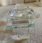 Beautiful 5 Plate Heavy Clear Glass Pillar Candle Holder Displayer New