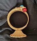 Vtg        Florenza        Egyptian Revival        Bejeweled Gold Tone Snake Letter Holder 