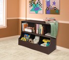 Espresso Multi Bin Storage Cubby 37 Inch With Open Shelves And Bins