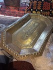 Vintage Indo Persian Brass Tray Pierced   Lion And Bird Design 24 